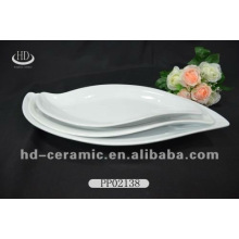 Porzellanlieferant Blattform Keramikteller, Großhandel weiße Keramikplatte